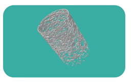 Three-dimensional micro-computed tomography reconstruction of a cylindrical porous implant